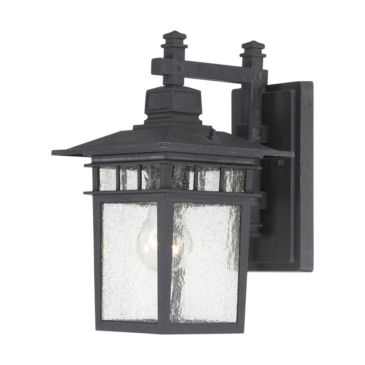 Nuvo 60-4953 Cove Neck 1-Light 12" Wall Lantern, 100W Max, 120V, Clear Seeded Glass, Textured Black Finish