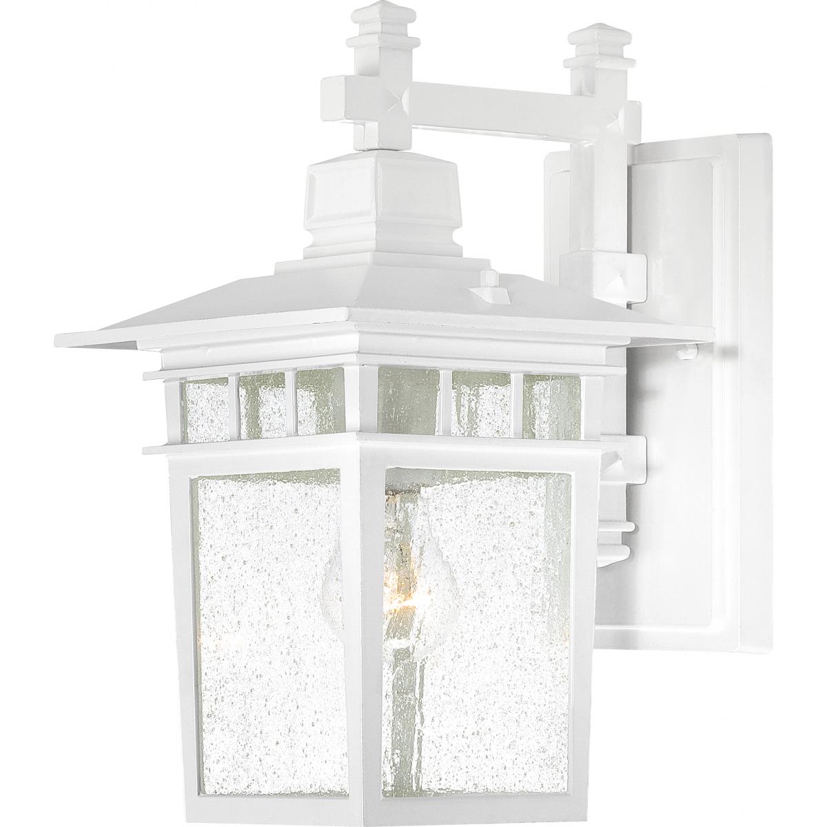 Nuvo 60-4957 Cove Neck 1-Light 14" Wall Lantern, 100W Max, 120V, Clear Seeded Glass, White Finish