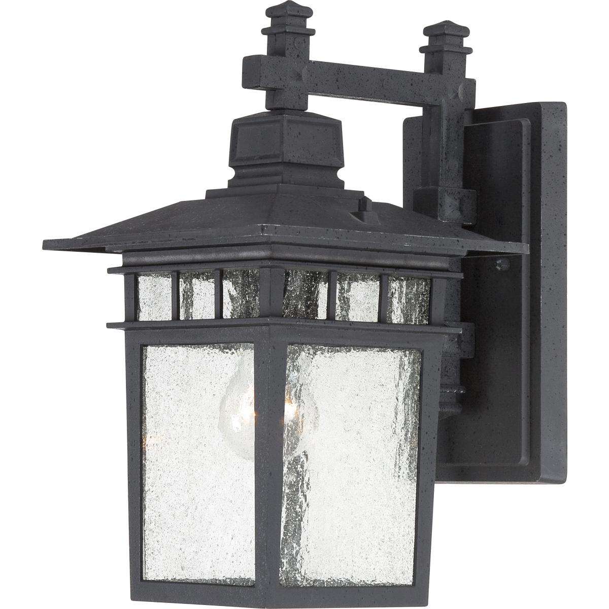 Nuvo 60-4959 Cove Neck 1-Light 14" Wall Lantern, 100W Max, 120V, Clear Seeded Glass, Textured Black Finish
