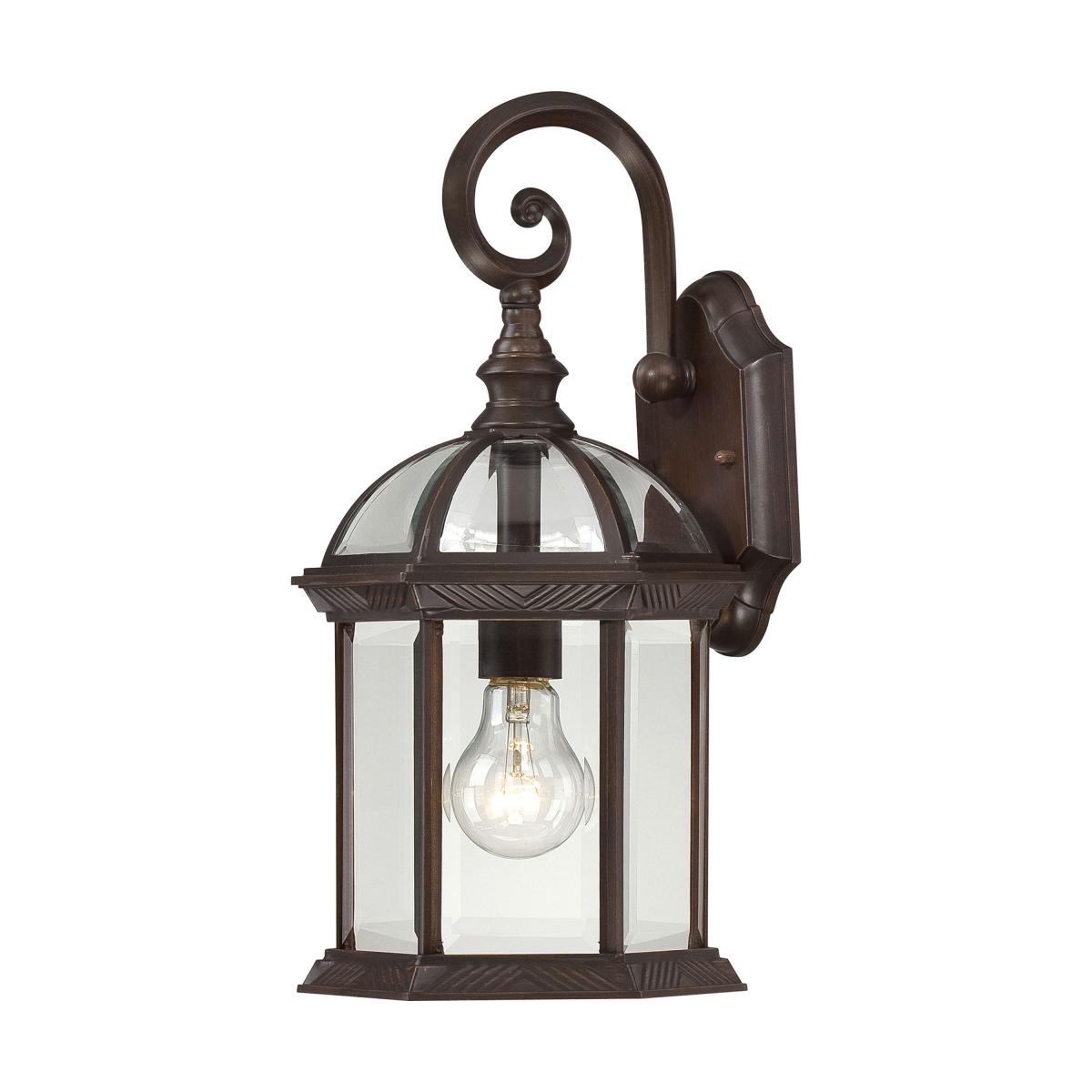 Nuvo 60-4962 Boxwood 1-Light 15" Wall Lantern, 100W Max, 120V, Clear Beveled Glass, Rustic Bronze Finish