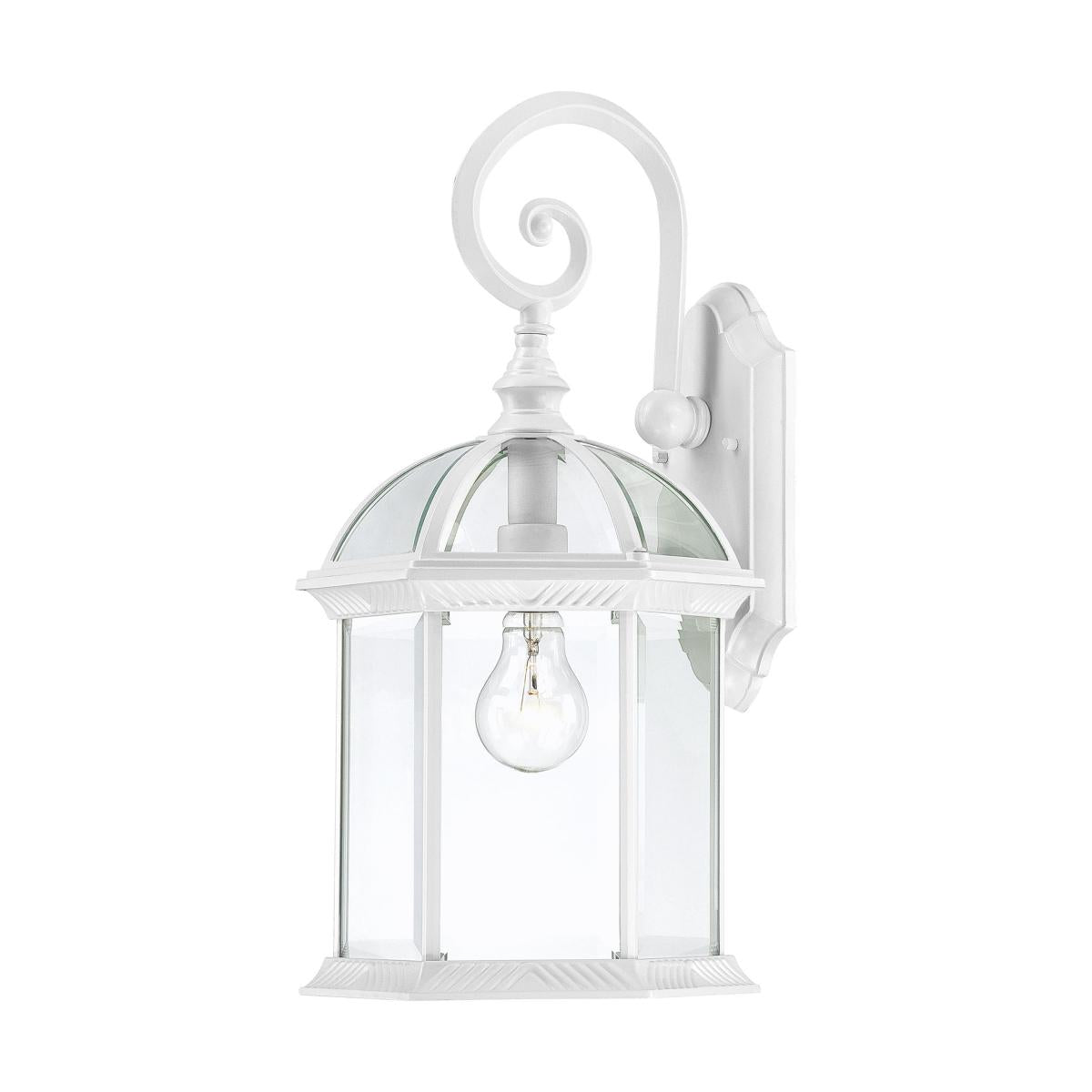 Nuvo 60-4964 Boxwood 1-Light 19" Wall Lantern, 100W Max, 120V, Clear Beveled Glass, White Finish