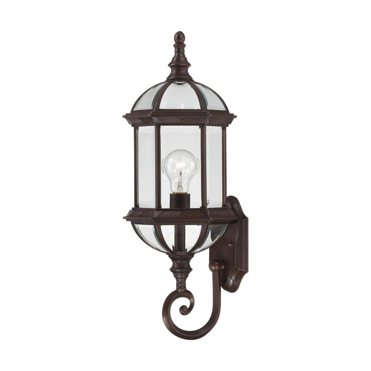 Nuvo 60-4972 Boxwood 1-Light 22" Wall Lantern, 100W Max, 120V, Clear Beveled Glass, Rustic Bronze Finish