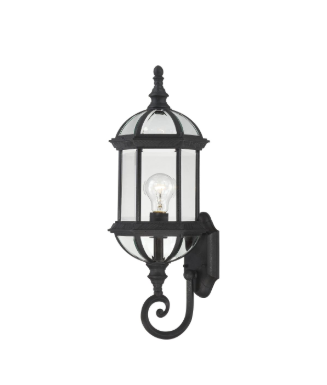 Nuvo 60-4973 Boxwood - 1 Light 22" Wall Lantern with Clear Beveled Glass - Textured Black Finish