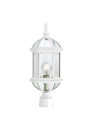 Nuvo 60-4974 Boxwood - 1 Light 19" Post Lantern with Clear Beveled Glass - White Finish