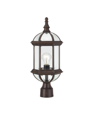 Nuvo 60-4975 Boxwood - 1 Light 19" Post Lantern with Clear Beveled Glass - Rustic Bronze Finish