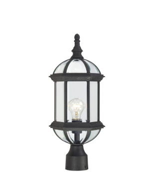 Nuvo 60-4976 Boxwood - 1 Light 19" Post Lantern with Clear Beveled Glass - Textured Black Finish