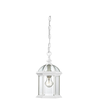 Nuvo 60-4977 Boxwood - 1 Light 14" Hanging Lantern with Clear Beveled Glass - White Finish