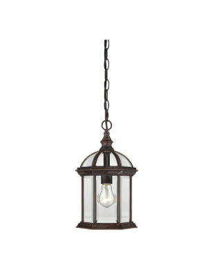 Nuvo 60-4978 Boxwood - 1 Light 14" Hanging Lantern with Clear Beveled Glass - Rustic Bronze Finish