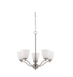 NUVO 60-5035 Patton - 5 Light Chandelier (Arms Up) with Frosted Glass - Brushed Nickel Finish