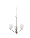 NUVO 60-5036 Patton - 3 Light Chandelier (Arms Up) with Frosted Glass - Brushed Nickel Finish