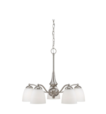 Nuvo 60-5043 Patton - 5 Light Chandelier (Arms Down) with Frosted Glass - Brushed Nickel Finish