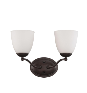 Nuvo 60-5132 Patton - 2 Light Vanity with Frosted Glass - Prairie Bronze Finish