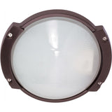 Nuvo  60-517 11" 1-Light Oblong Round Bulkhead, Frosted White Glass, Architectural Bronze Finish, 60W Max, Wet Rated