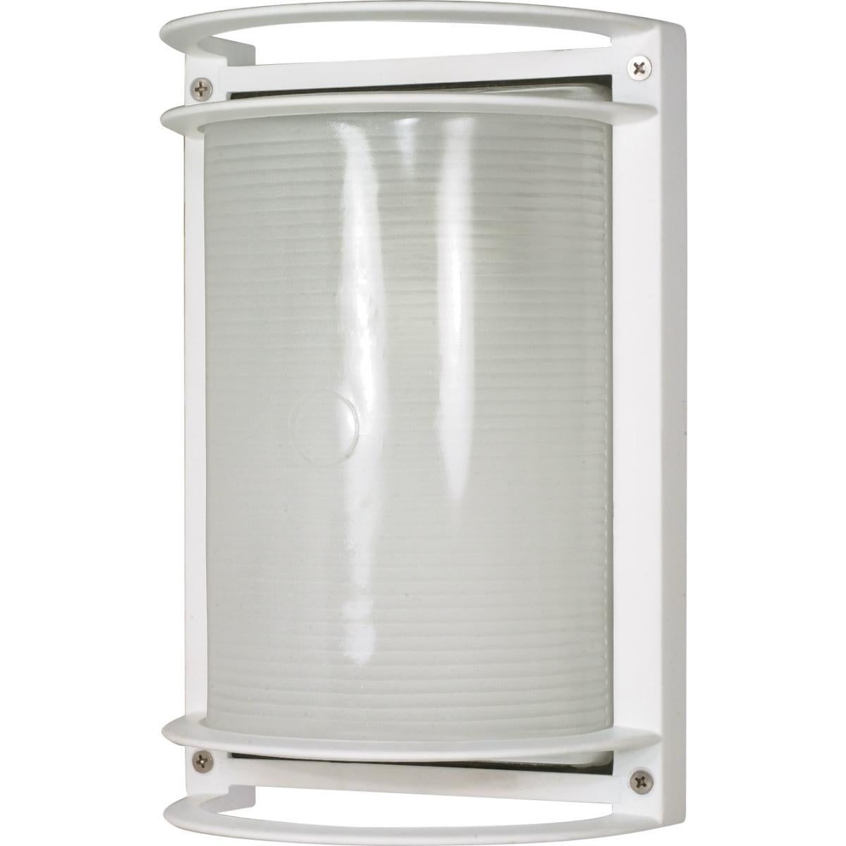 Nuvo 60-530 10" 1-Light Rectangle Bulkhead, Semi-Gloss White Glass, Semi-Gloss White Finish, 60W Max, Wet Rated