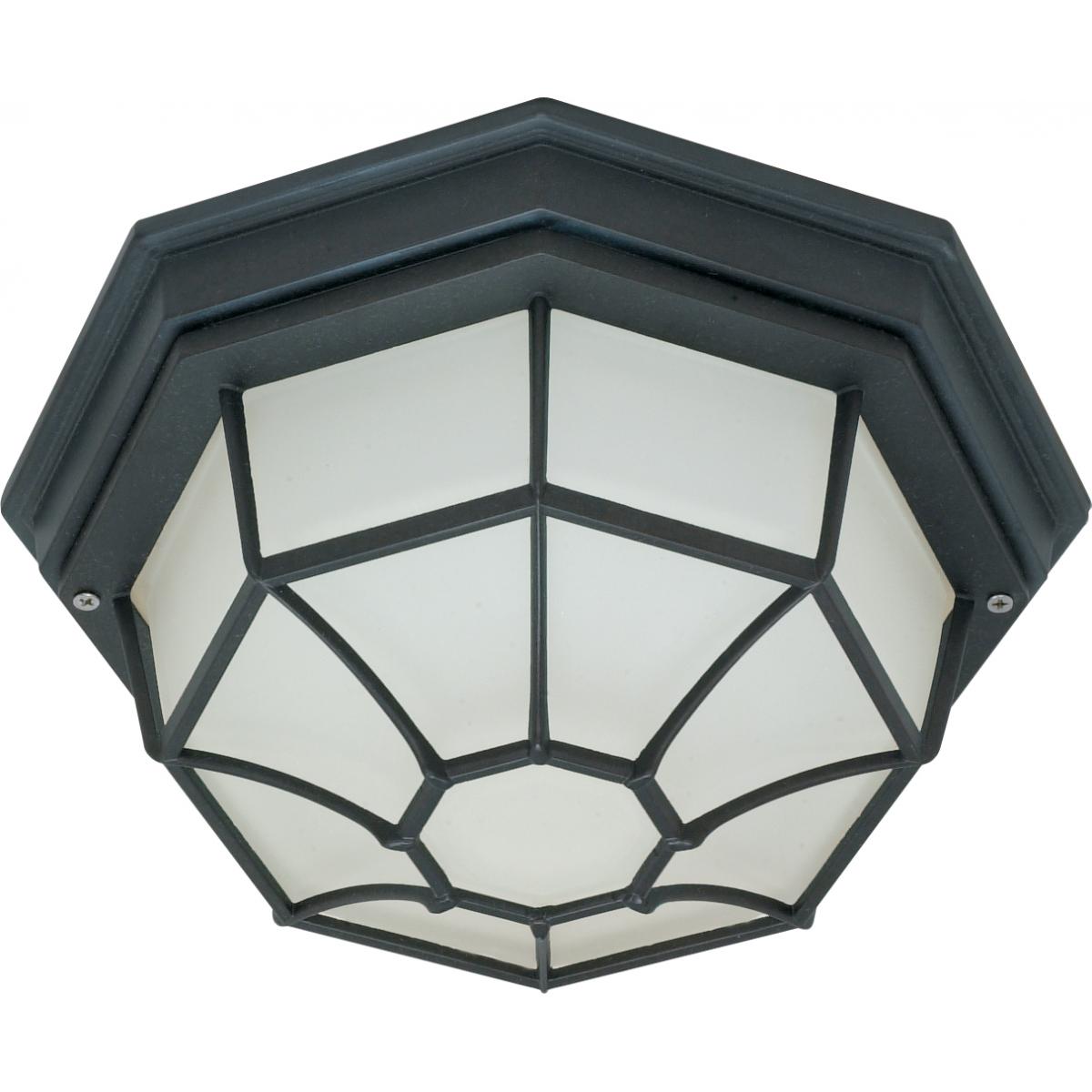 Nuvo 60-536 12" Flush Mount Spider Cage Bulkhead Light - Old Bronze Finish - 1 Lamp - Frosted Glass Lens - 60W Max - Wet Rated