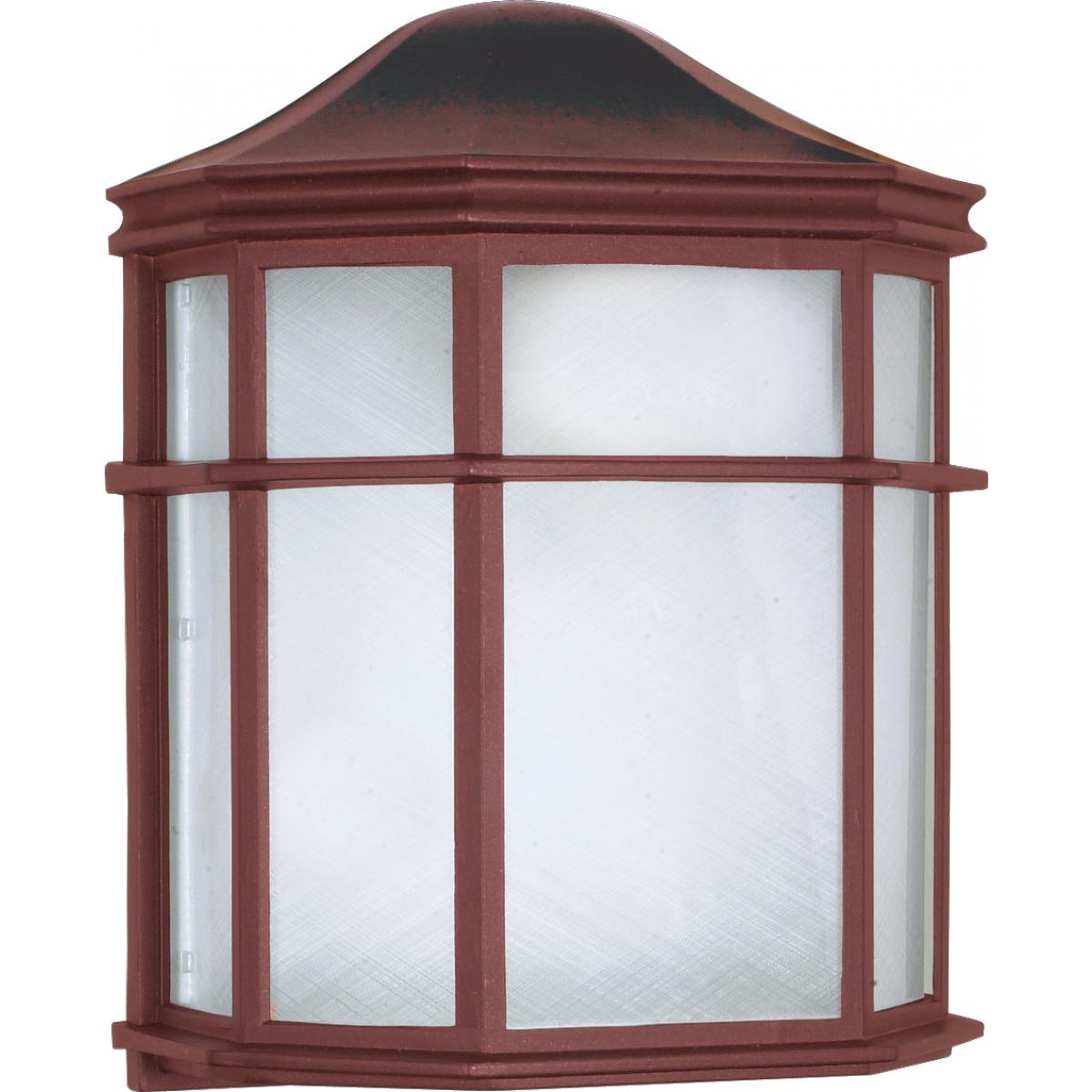 Nuvo 60-538 10" Cage Lantern Wall Light - Old Bronze Finish - 1 Lamp - Linen Acrylic Lens - 60W Max - Wet Rated