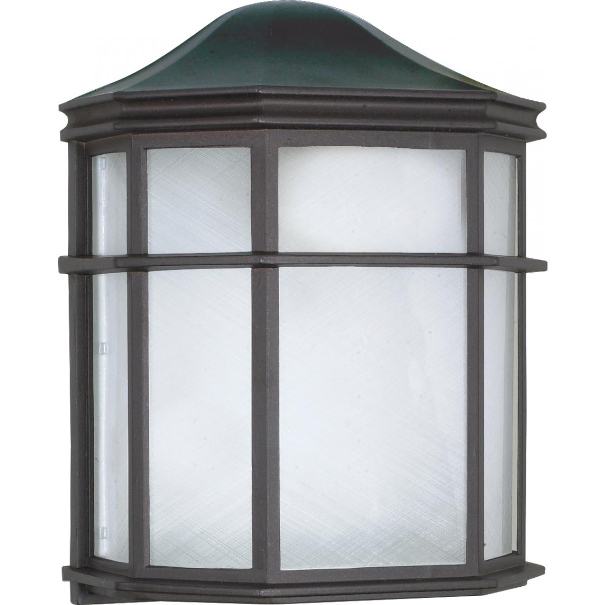 Nuvo 60-539 10" Cage Lantern Wall Light - Textured Black Finish - 1 Lamp - Linen Acrylic Lens - 60W Max - Wet Rated