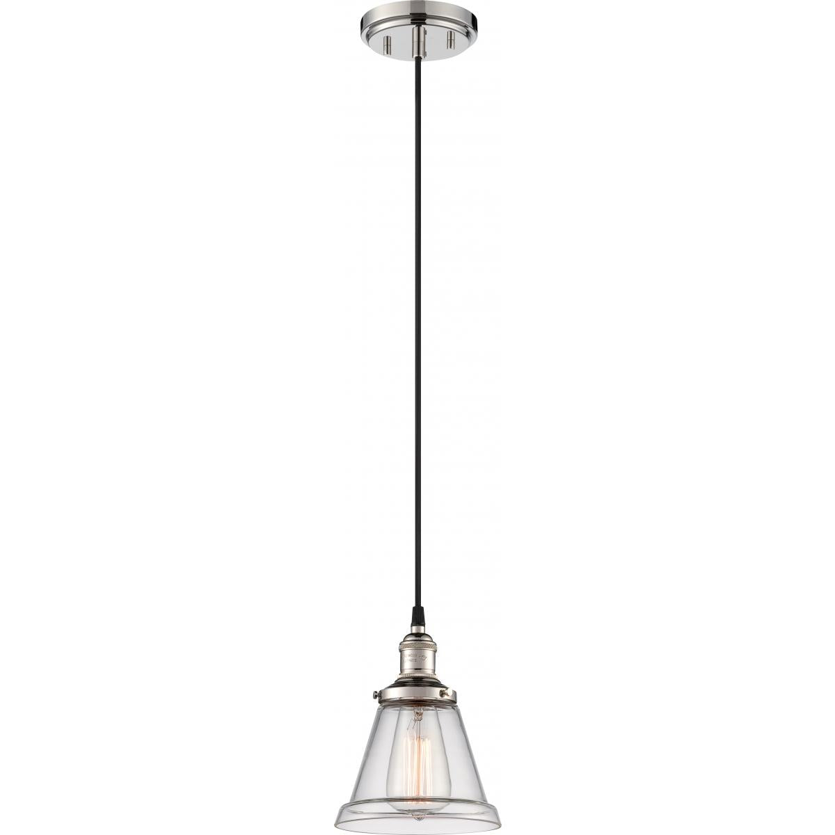 Nuvo 60-5402 Vintage - 1 Light Pendant with Clear Glass - Polished Nickel Finish, 100W Max