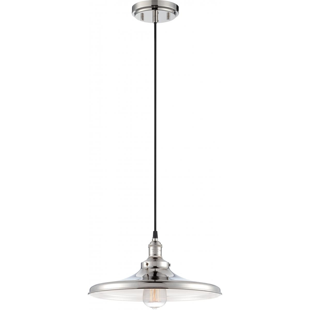 Nuvo 60-5406 Vintage - 1 Light Pendant with Metal Shade - Polished Nickel Finish