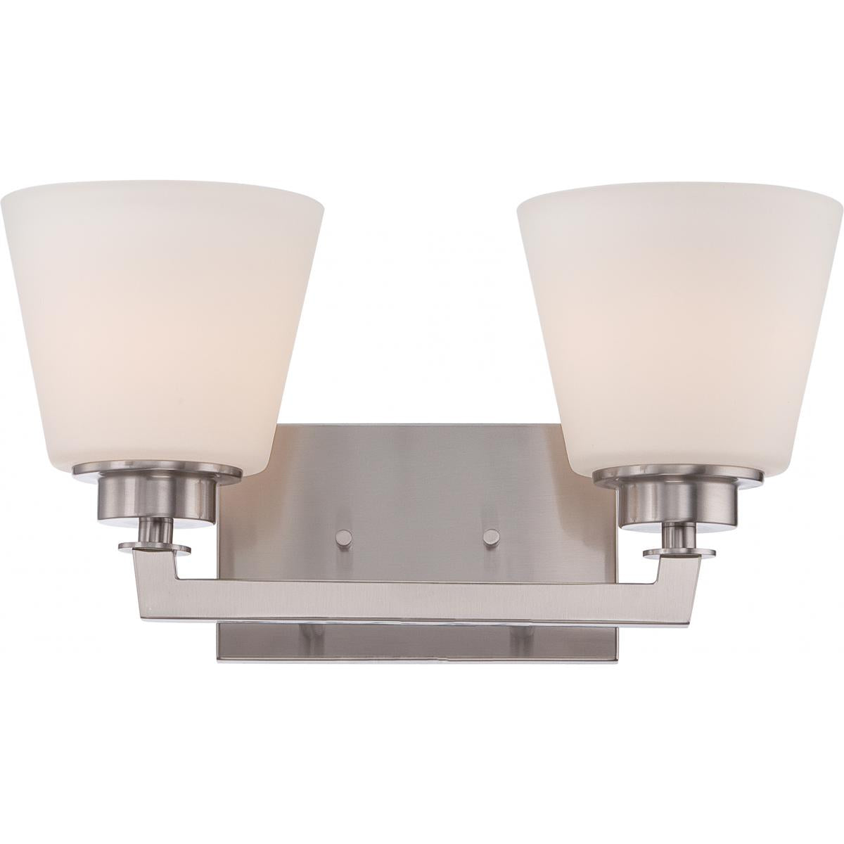 Nuvo 60-5452 Mobili - 2 Light Vanity with Satin White Glass - Brushed Nickel Finish