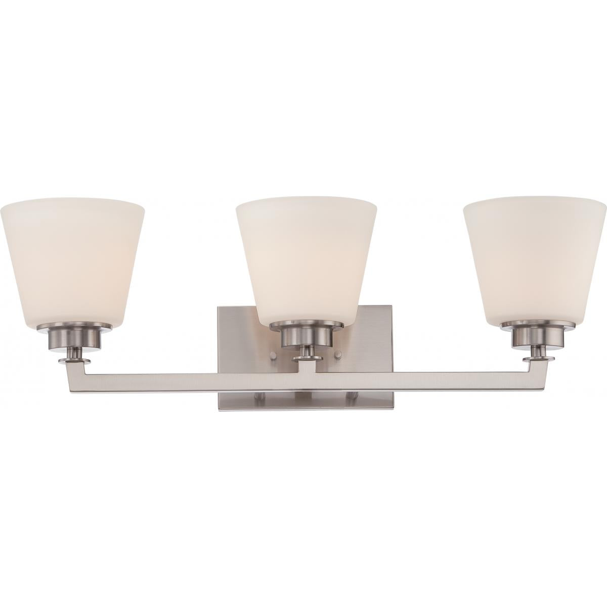 Nuvo 60-5453 Mobili - 3 Light Vanity with Satin White Glass - Brushed Nickel Finish