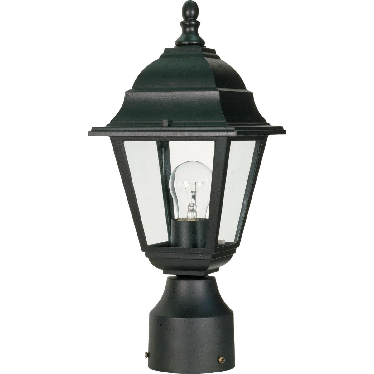 Nuvo 60-548 Briton 14" Post Lantern - Textured Black Finish - 1 Light - Clear Glass - 60W Max