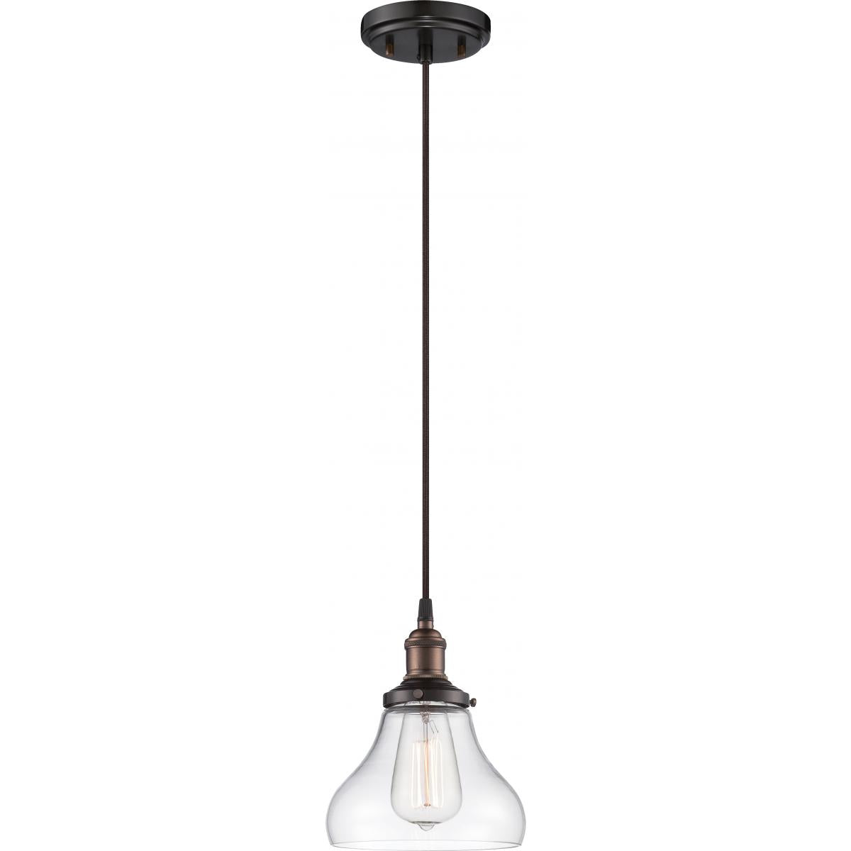 Nuvo 60-5503 Vintage - 1 Light Pendant with Clear Glass - Rustic Bronze Finish
