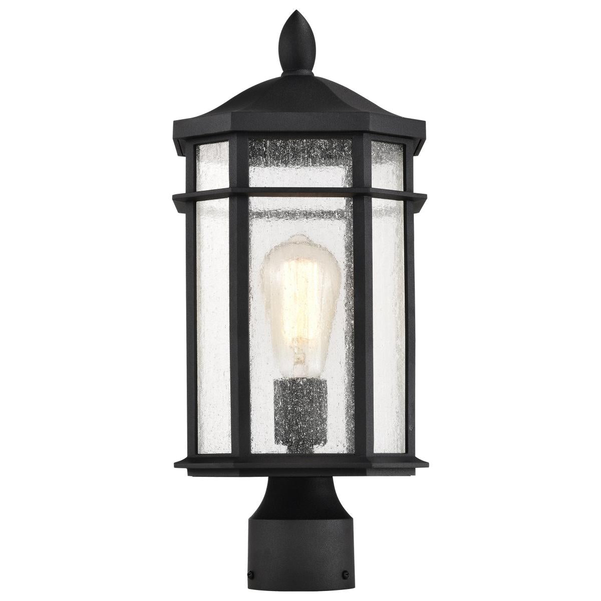 Nuvo 60-5758 Raiden Collection Outdoor 18" Post Light Lantern, Matte Black Finish, Clear Seeded Glass, 100W, 120V