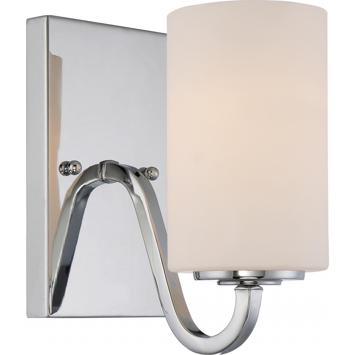 Nuvo 60-5801 Willow - 1 Light Vanity with White Glass, Polished Nickel Finish, 100W, 120V