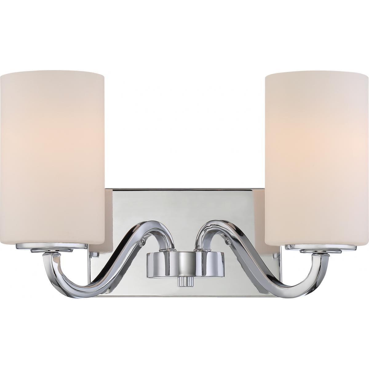 Nuvo 60-5802 Willow - 2 Light Vanity with White Glass, Polished Nickel Finish, 100W, 120V