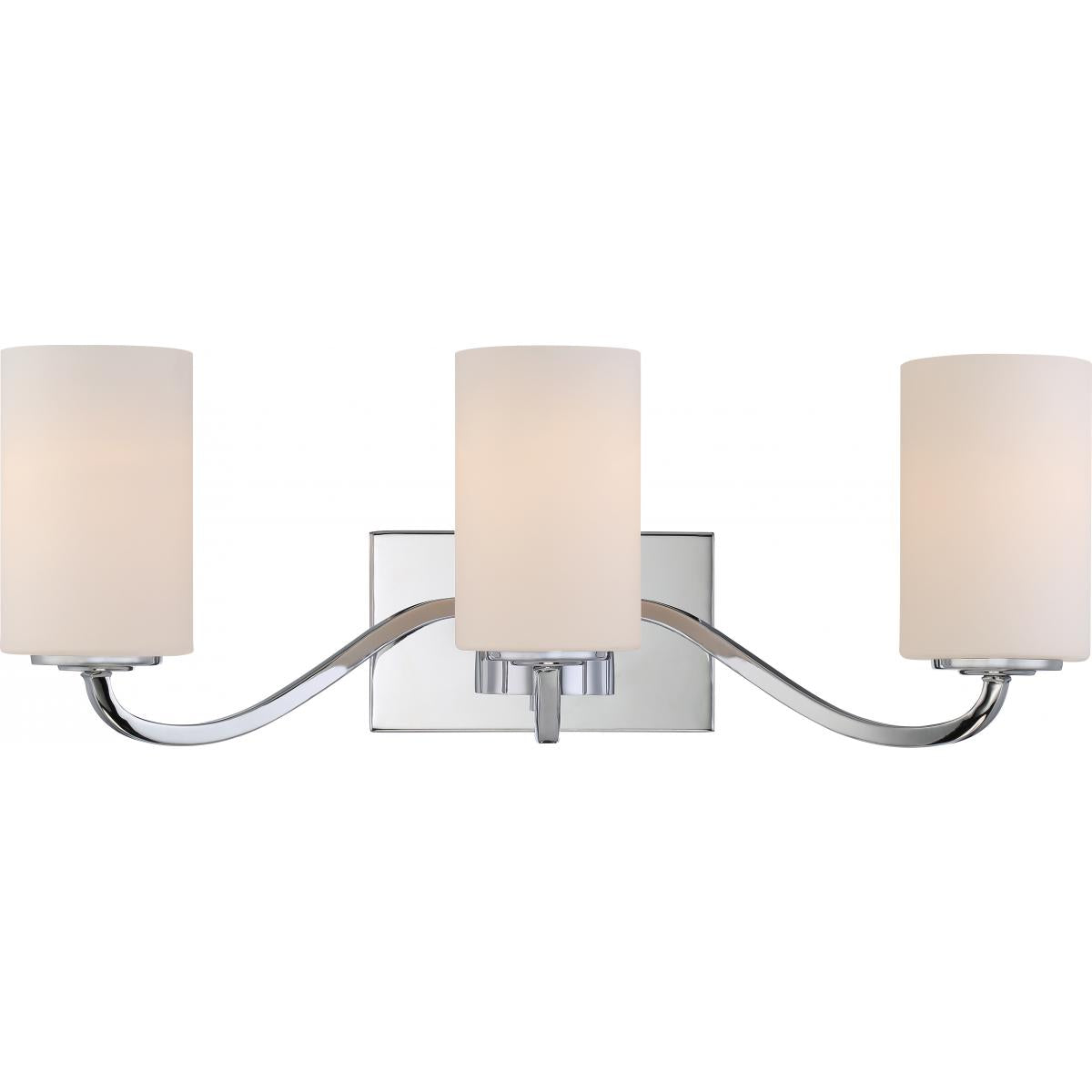 Nuvo 60-5803 Willow - 3 Light Vanity with White Glass, Polished Nickel Finish, 100W, 120V