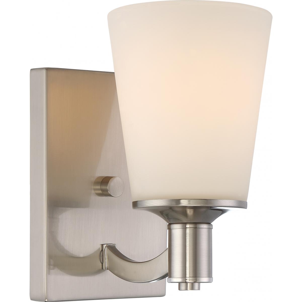 Nuvo 60-5821 Laguna - 1 Light Vanity with White Glass, Brushed Nickel Finish, 100W, 120V