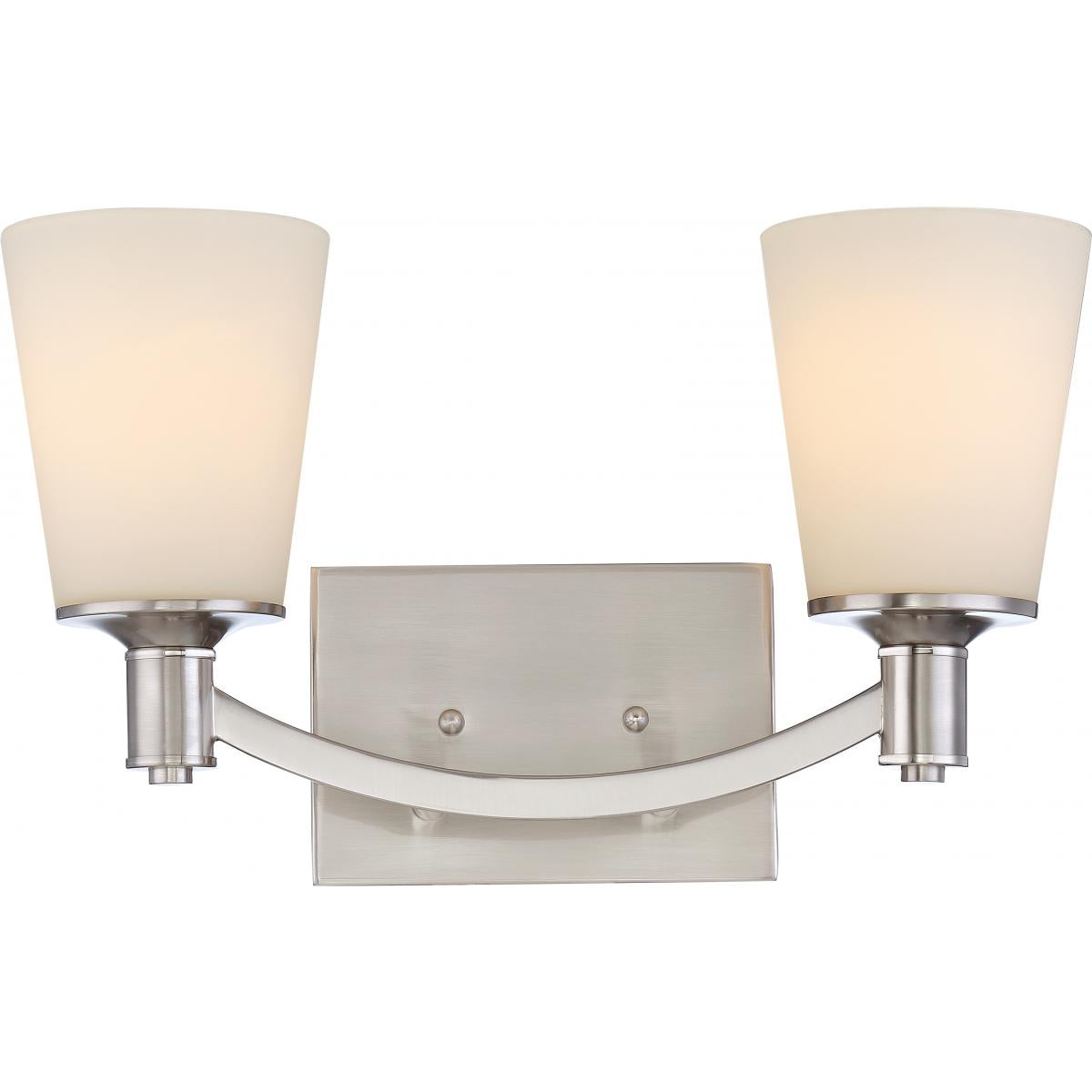 Nuvo 60-5822 Laguna - 2 Light Vanity with White Glass, Brushed Nickel Finish, 100W, 120V