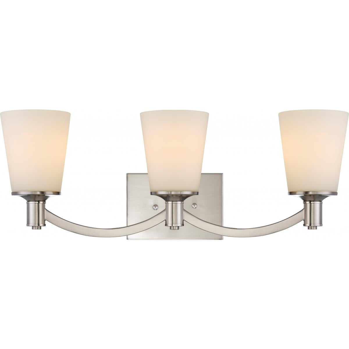 Nuvo 60-5823 Laguna - 3 Light Vanity with White Glass, Brushed Nickel Finish, 100W, 120V