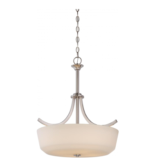 Nuvo 60-5827 Laguna - 4 Light Pendant with White Glass - Brushed Nickel Finish