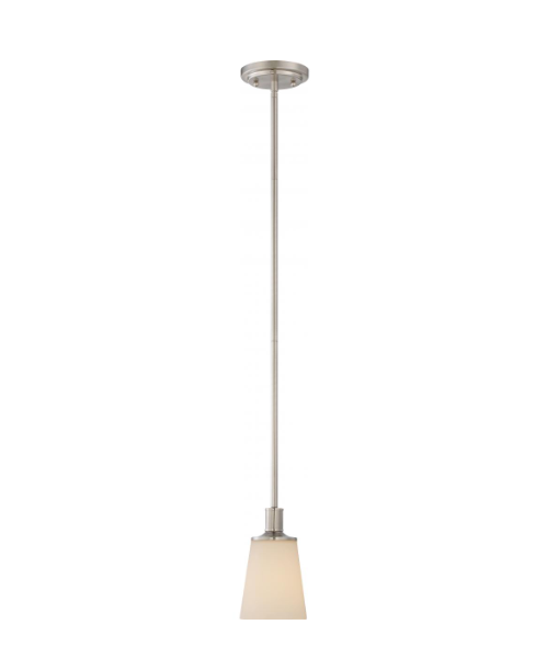 Nuvo 60-5828 Laguna - 1 Light Mini Pendant with White Glass - Brushed Nickel Finish