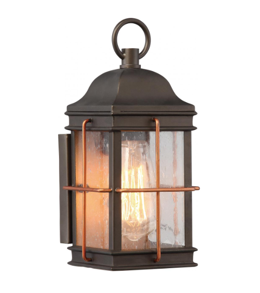 Nuvo 60-5831 Howell - 1 Light Small Wall Lantern with Clear Seeded Glass - Bronze Finish Wall Lantern with Copper accents