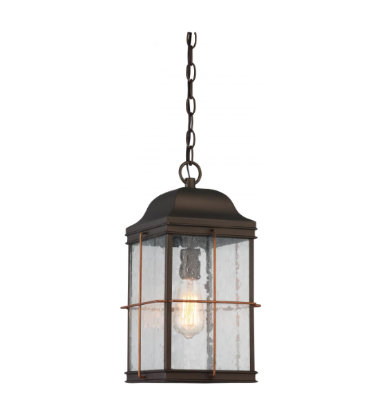 Nuvo 60-5836 Howell - 1 Light Hanging Lantern with Clear Seeded Glass - Bronze Finish with Copper accents