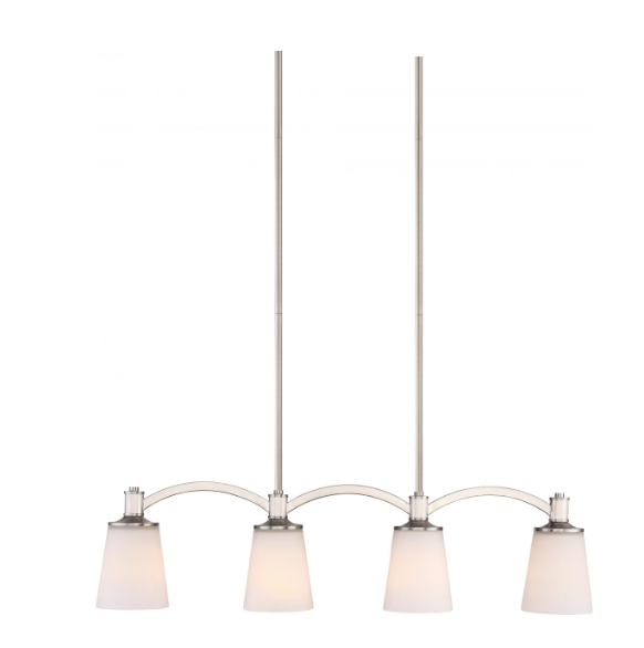 Nuvo 60-5875 Laguna - 4 Light Island Pendant with White Glass - Brushed Nickel Finish