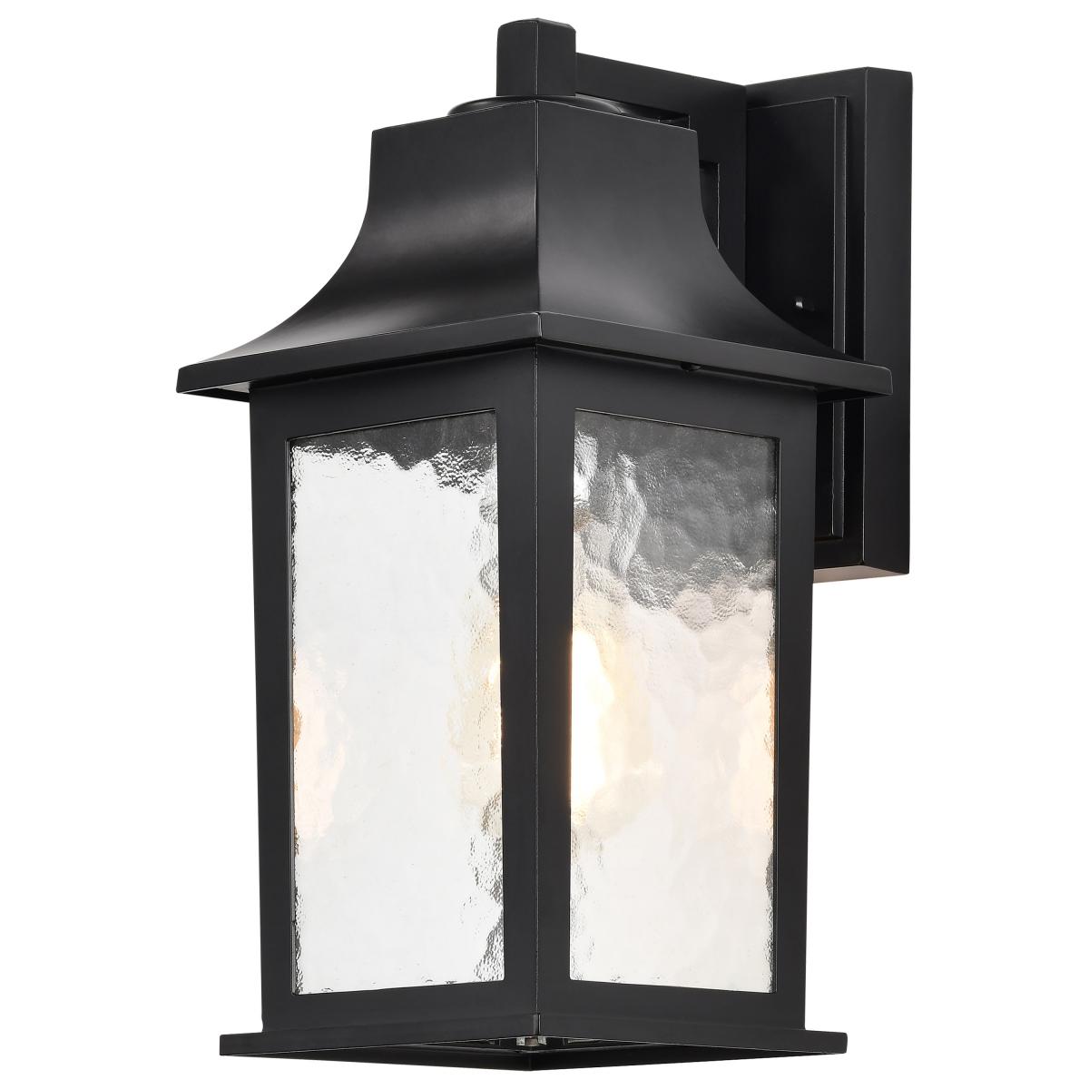 Nuvo 60-5959 Stillwell Collection Outdoor 13 Inch Wall Lantern with Clear Water Glass, Matte Black Finish, 100W, 120V