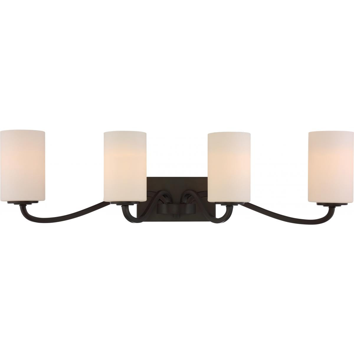 Nuvo 60-5971 Willow - 4 Light Vanity with White Glass, Forest Bronze Finish, 100W, 120V