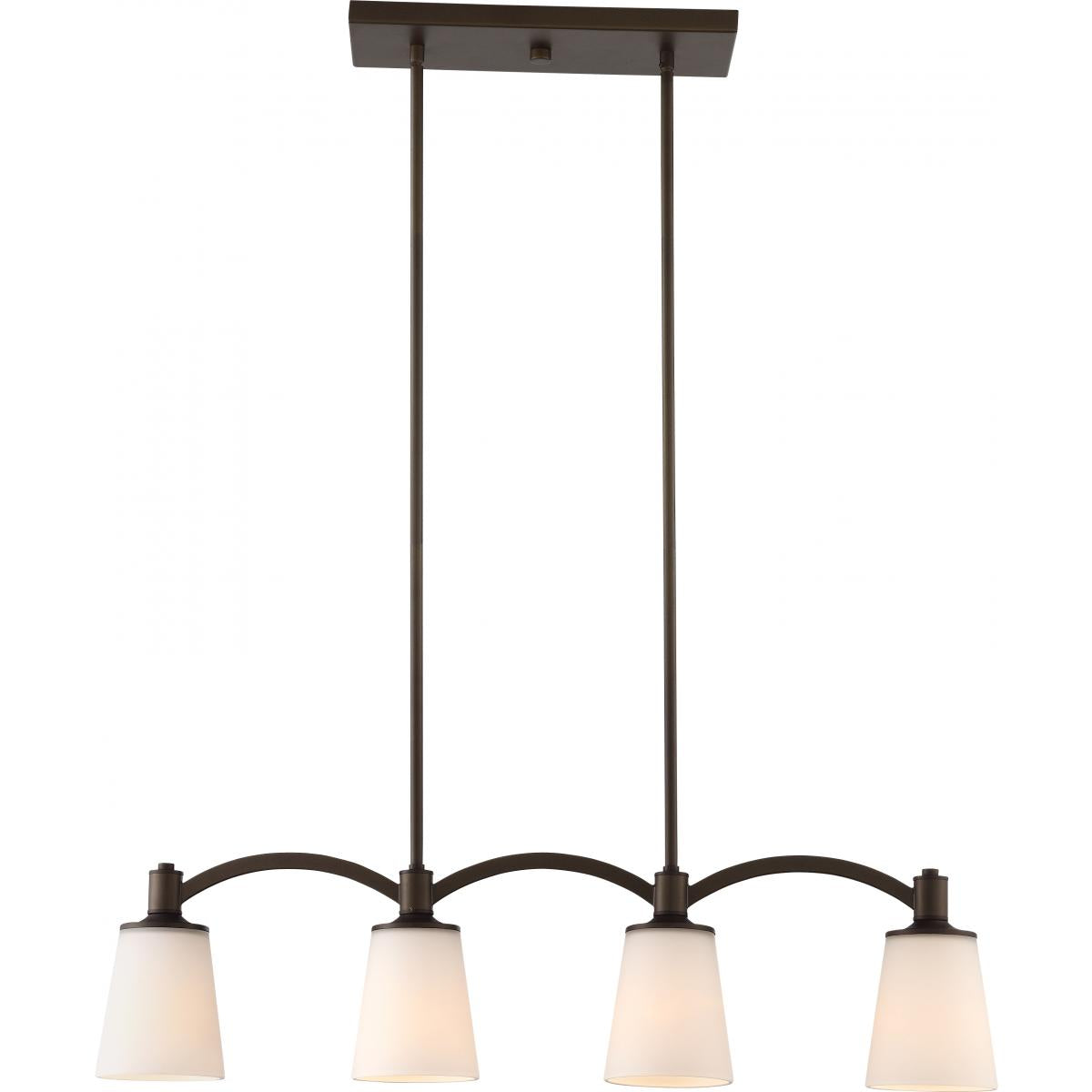 Nuvo 60-5975 Laguna - 4 Light Island Pendant with White Glass, Forest Bronze Finish, 60W, 120V