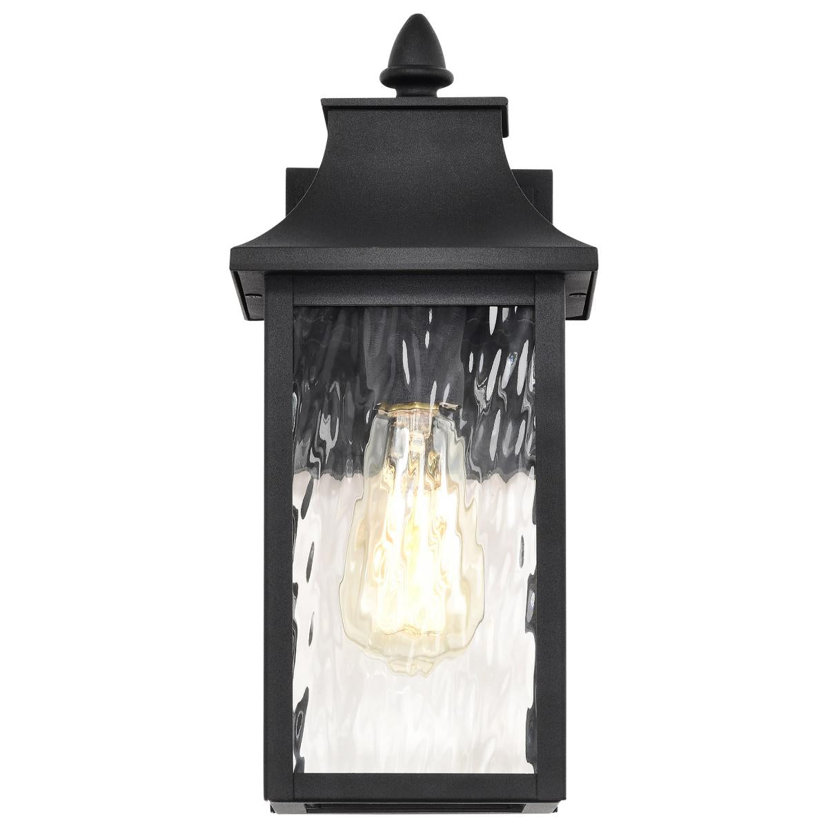 Nuvo 60-5997 Austen Collection Outdoor 13 Inch Small Wall Lantern with Clear Water Glass, Matte Black Finish, 100W, 120V