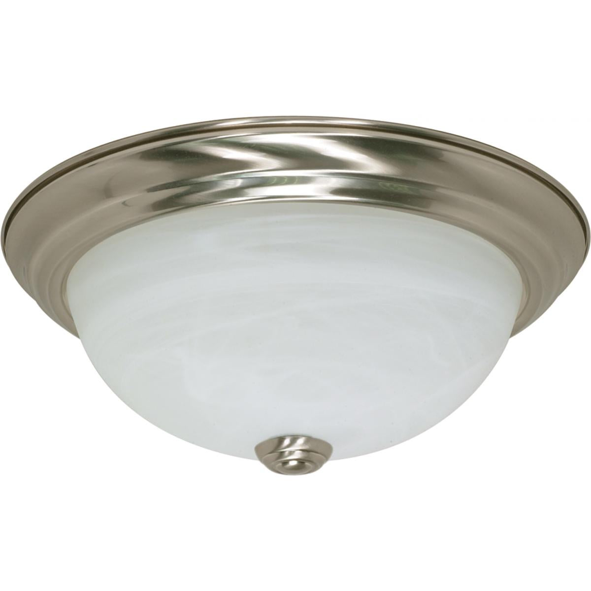 Nuvo 60-6000 2 Light 11" Flush Mount with Alabaster Glass, Brushed Nickel Finish, 60W, 120V