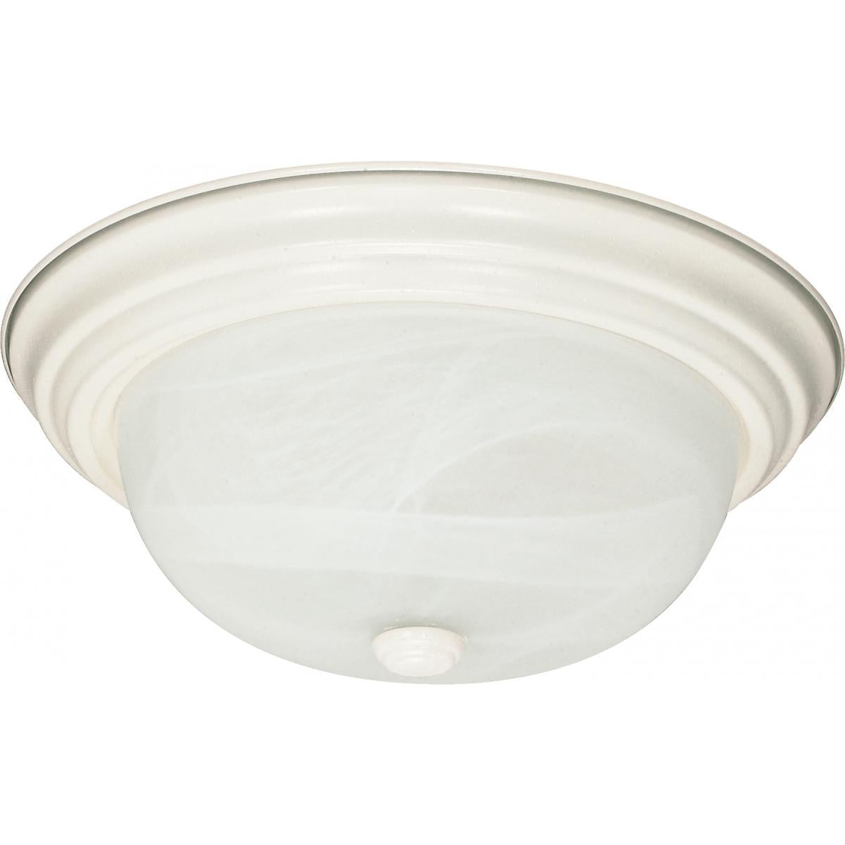 Nuvo 60-6004 2 Light 11" Flush Mount with Alabaster Glass, Textured White Finish, 60W, 120V