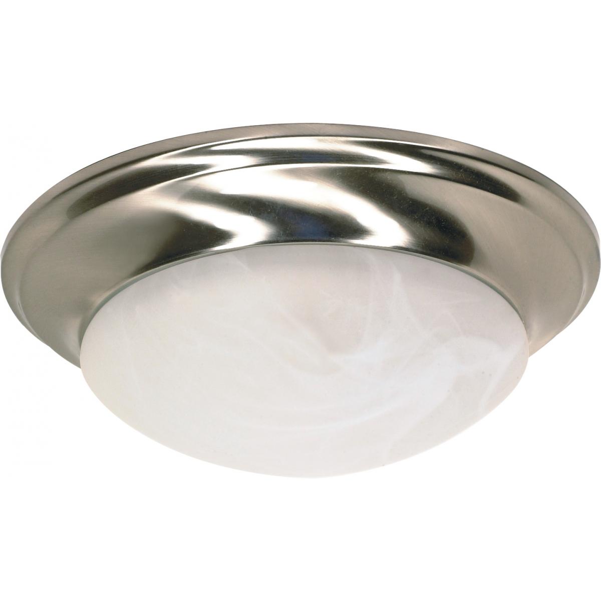 Nuvo 60-6009 1 Light 12" Twist & Lock Flush Mount with Alabaster Glass, Brushed Nickel Finish, 60W, 120V