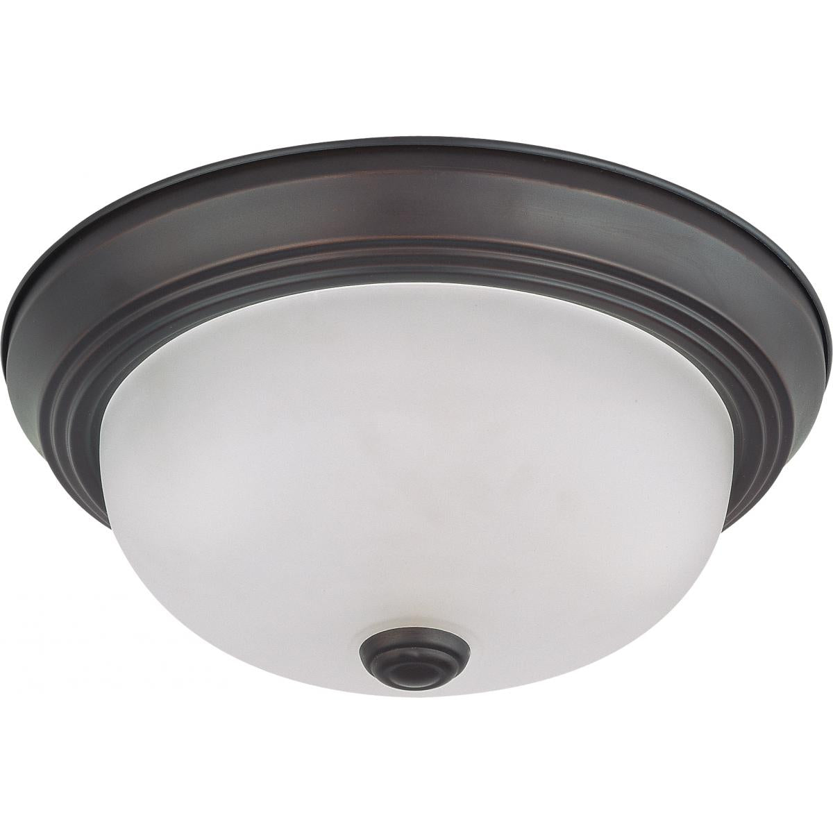 Nuvo 60-6010 2 Light 11" Flush Mount with Frosted White Glass, Mahogany Bronze Finish, 60W, 120V