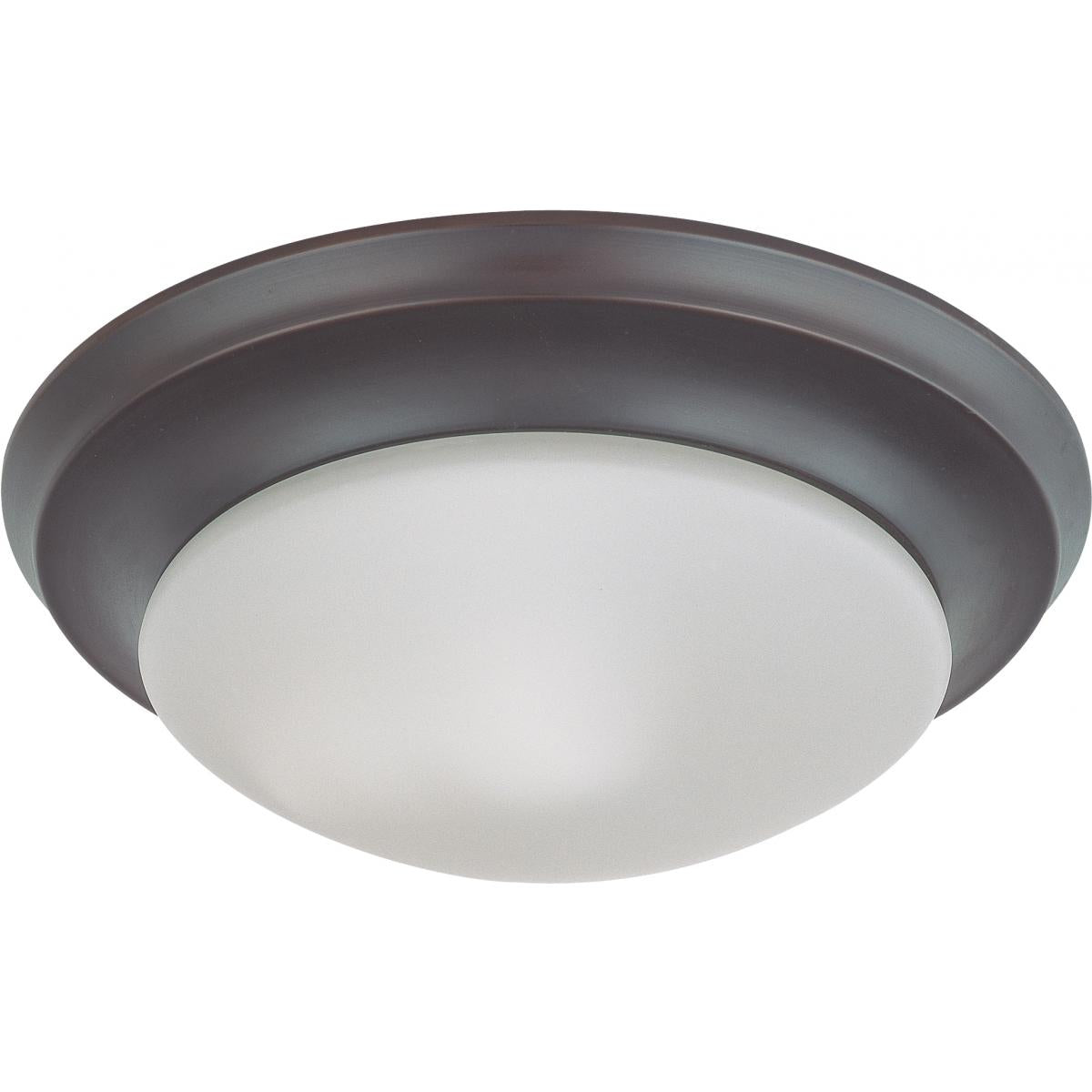 Nuvo 60-6013 1 Light 12" Flush Mount Twist & Lock with Frosted White Glass, Mahogany Bronze Finish, 60W, 120V