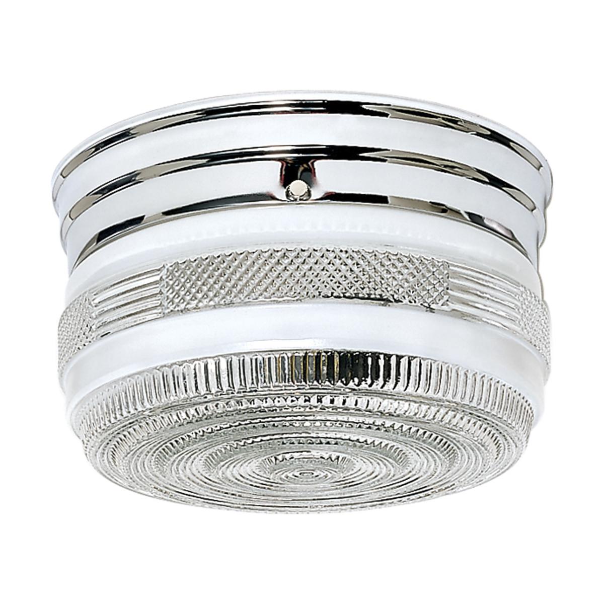 Nuvo 60-6027 2 Light 8" Flush Mount with Medium Crystal & White Drum, Polished Chrome Finish, 60W, 120V