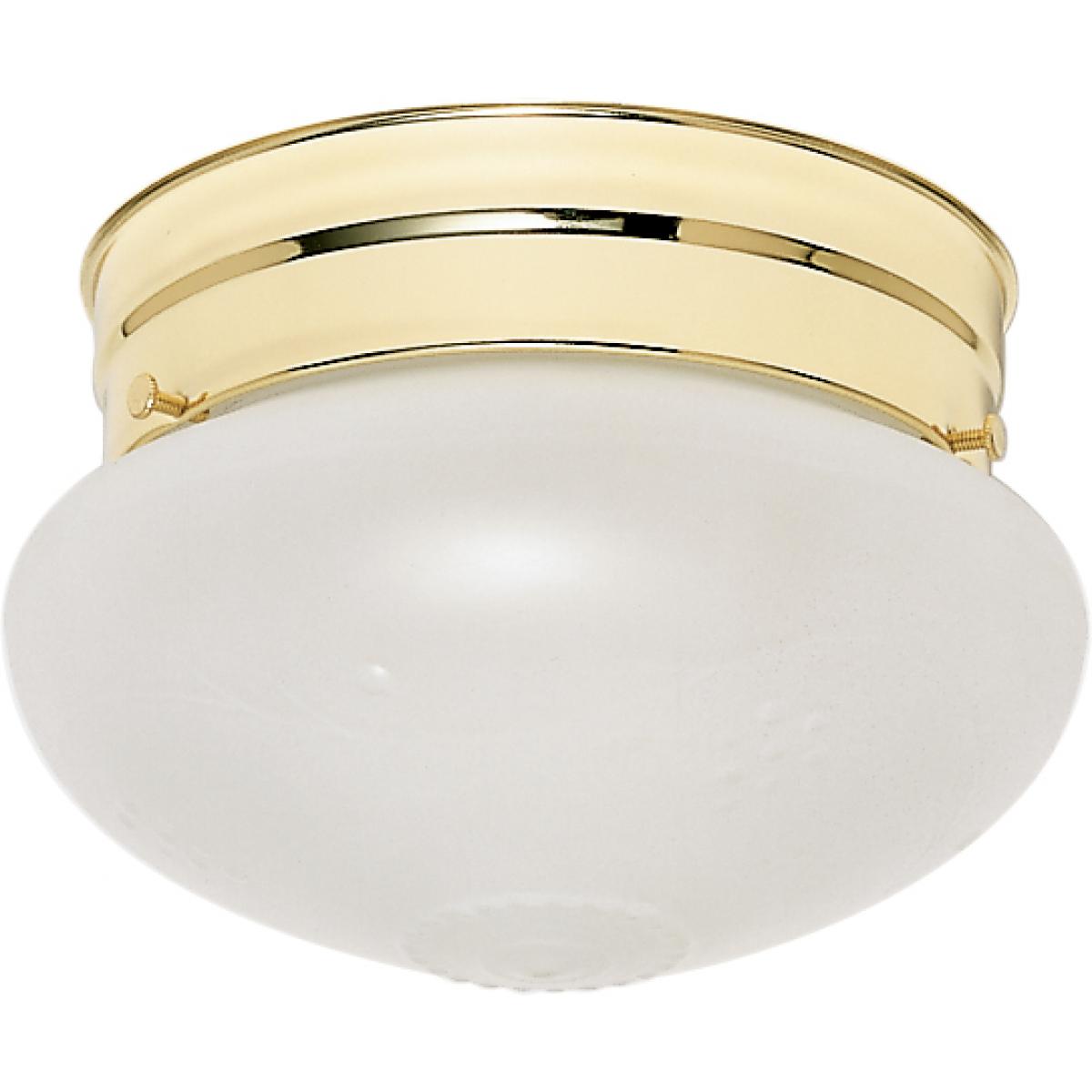 Nuvo 60-6030 1 Light 6" Flush Mount with Small Frosted Grape Mushroom Glass, Polished Brass Finish, 60W, 120V
